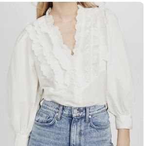 THE GREAT the ruffled tuxedo top. Size small (1)
